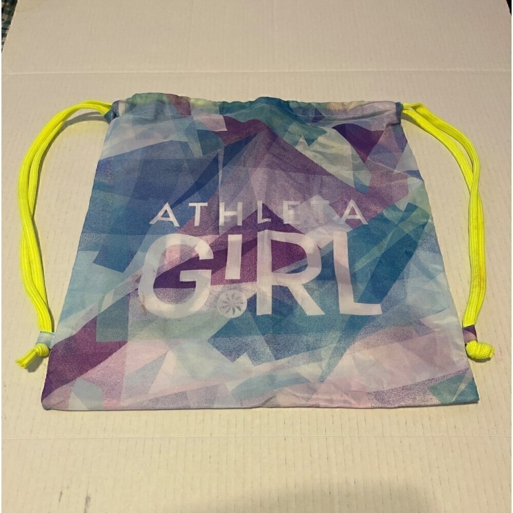 Athleta Girl Drawstring Bag Backpack Sack Purple Silver 14X16